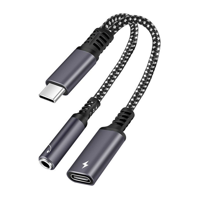 Earphone Splitter Jack - Cabo do carregador rápido com USB