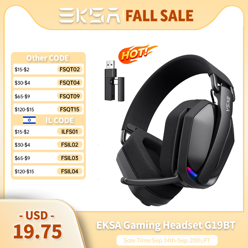 Gaming Headset Rgb - Fones de Ouvido Sem Fio EKSA